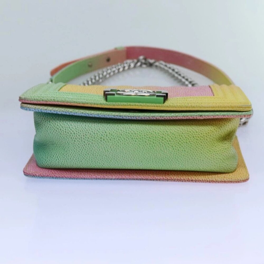 CHANEL Matelasse Boy Chanel Chain Shoulder Bag Leather Rainbow CC Auth 71579SM - Picture 7 of 15